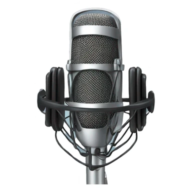 A studio condenser microphone with a headphone around sticker