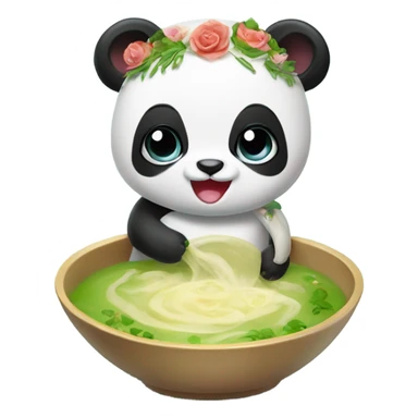 Baby panda bride marrying bowl of soup sticker