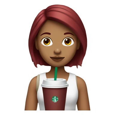 Burgundy haired girl, drinking Starbucks sticker