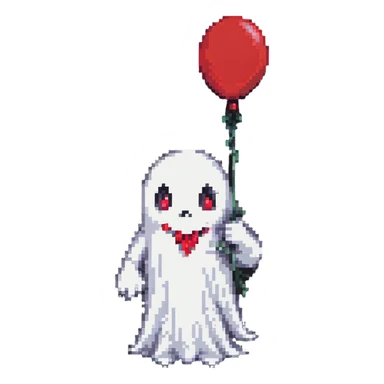 cute ghost holding a red balloon sticker