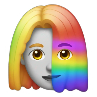 an artist with a rainbow face sticker