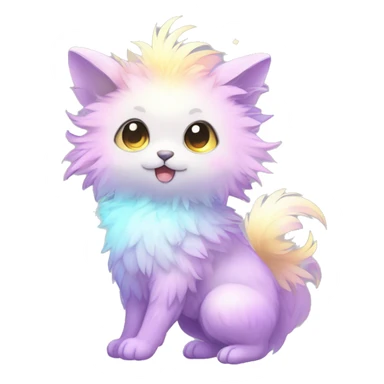 Shiny Sparkly Colorful Pastel Fluffy beautiful fantasy Kawaii Ethereal Sona Fakemon-animal Full Body sticker