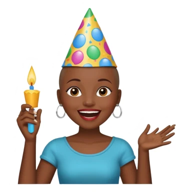 Classic mustang dark women with shaved head sing happy birthday sticker