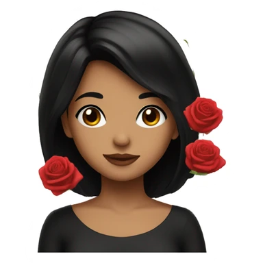 a girl with black hair loves roses a lot sticker