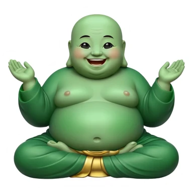 A fat meditating buddha statue jade figure laughing and smiling sticker