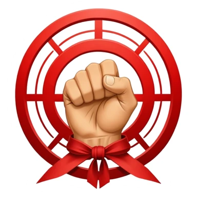 An emblem symbolizing striking martial arts, featuring a clenched fist in the center surrounded by dynamic lines representing speed and power. The background includes subtle elements of a combat ring and traditional martial arts symbols. Transparent background. sticker