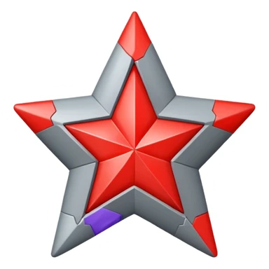  2d Grey star with red star on inside sticker