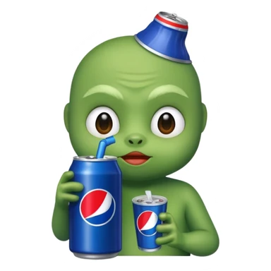 Grogu drinking a pepsi sticker