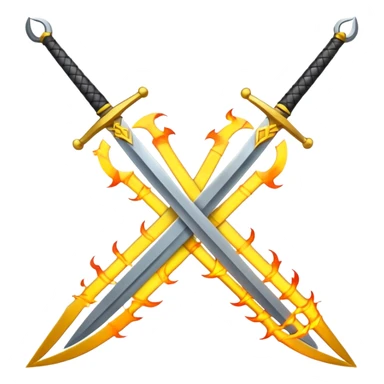 Fully yellow two swords crossed fiery sticker