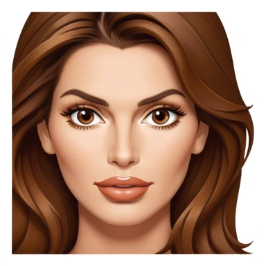 Cindy Crawford supermodel with beauty mark above her lip, brown hair sticker