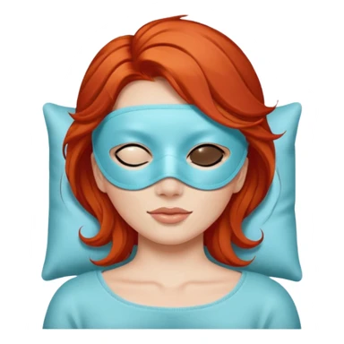 A red head with a sleeping mask on her head sticker