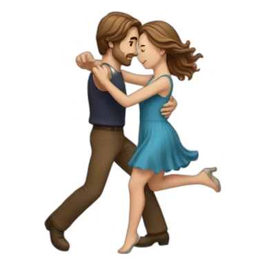 White couple brown hair dancing sticker