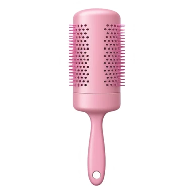 light pink cylindrical hair brush, with visible bristles sticker