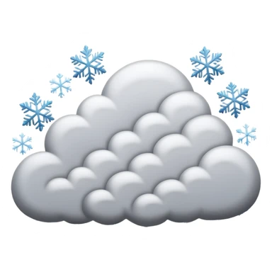 A powerful blizzard emoji icon: storm cloud with heavy swirling snow, strong wind lines, flying snowflakes, dynamic motion. White and gray tones, 2D emoji style, bold but simple shapes. sticker