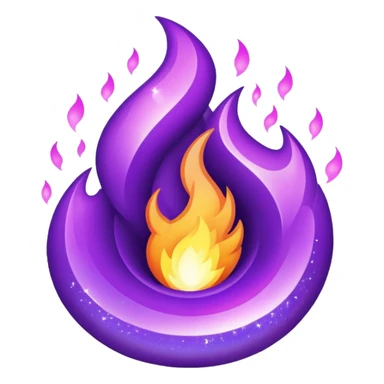 glitter purple fire sticker