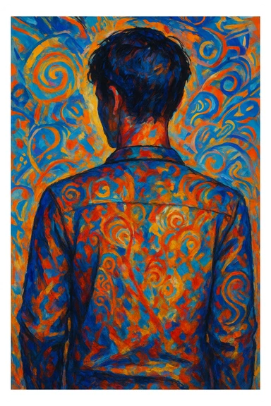 persona de espaldas, estilo variado, creative and diverse artistic style sticker