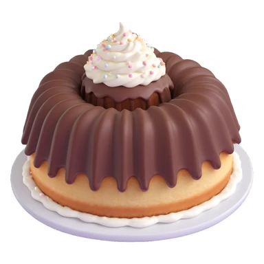 vanilla bundt cake with chocolate frosting and white sprinkles sticker