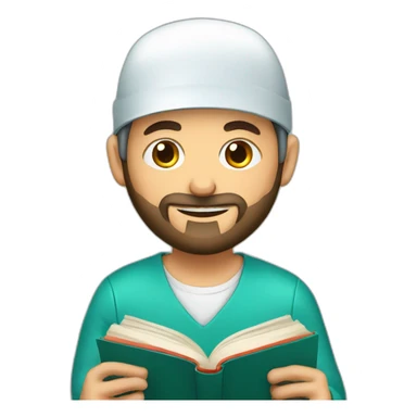 young spanish surgeon with beard reading a book sticker
