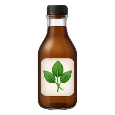 brown glass bottle of supplements with white label, black thin title K2 and small spinach emoji sticker
