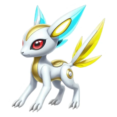 Shiny Colorful Futuristic Cyber-Meloetta-Latias-Koraidon-Peppercat-Protogen-Pokémon-Digimon-Fakémon-fusion-hybrid-creature sticker