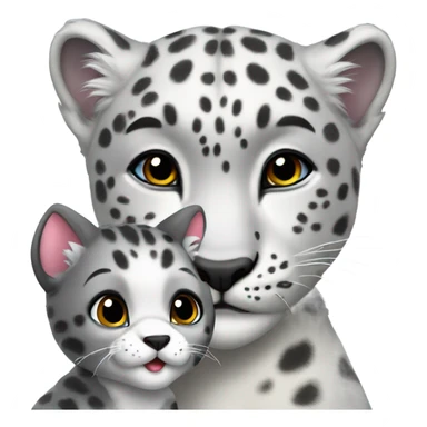 Snow leopard with a cute puppy friend sticker