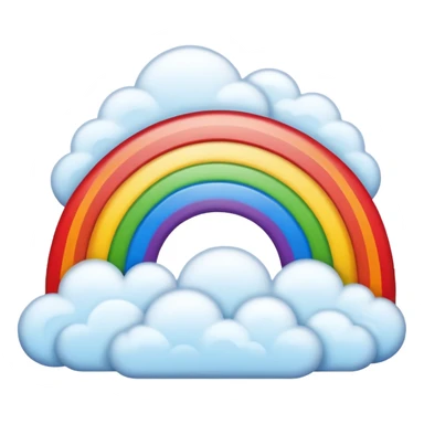 A glowing rainbow arching across drifting clouds. sticker