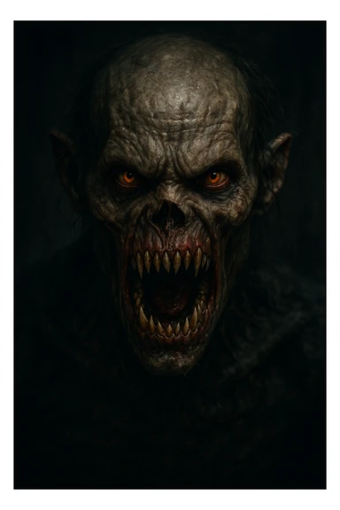 a terrifying monster, hyper-realistic, detailed, horror style, sharp teeth, menacing eyes, dark atmosphere sticker