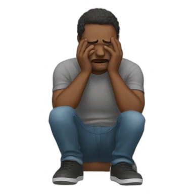 man crying because he is in the lowest point of his life sticker