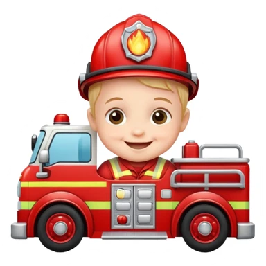 Baby in a fire engine sticker