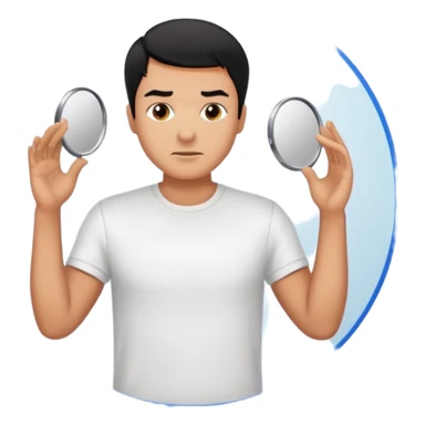 a man stading in front of mirror sticker