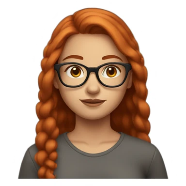 A white teenage girl with a cute face, long chestnut/red hair, square glasses, and a crop top. sticker