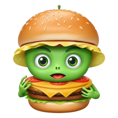 Alien Eating a hamburger  sticker