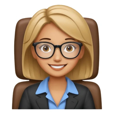 Cartoon faced girl relaxing in an office chair and smiling  sticker