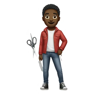 realistic clothing designer with scissors and cloth sticker