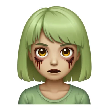 make a female zombie emoji, with bangs and hair a little longer than the shoulder light brown  sticker