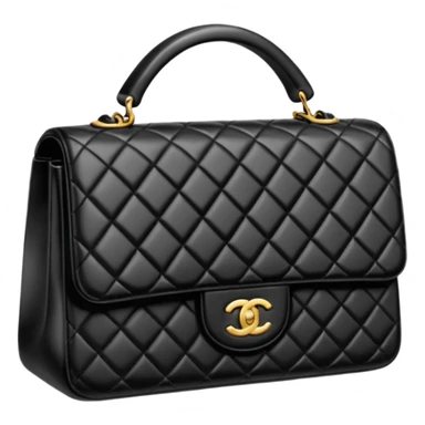 generate an ios genmoji of a black chanel bag sticker