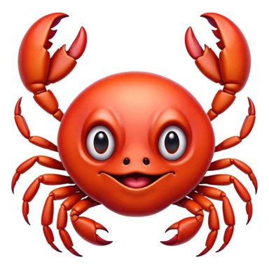 Cinematic Realistic Comical Crab Portrait Emoji, Head tilted dramatically with an exaggeratedly amused expression, featuring a striking, glossy red shell with bold natural textures and a whimsically formed face with wide, expressive eyes full of playful disbelief, rendered with lifelike detail and vibrant coastal hues, high shine, dramatic yet playful, styled with an air of cheeky seaside mischief, soft glowing outline, capturing the essence of a spirited and over‐the‐top crab that looks ready to pinch its way into viral fame! sticker