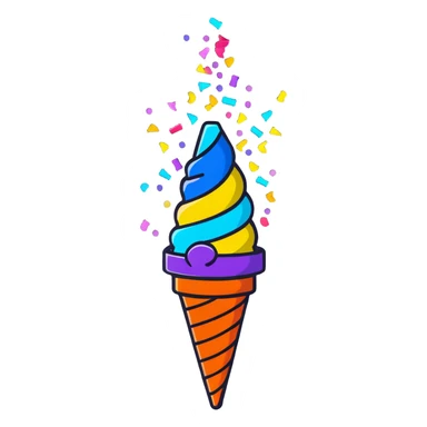festive confetti cone popper with colorful confetti explosion sticker