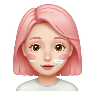 blushing with white cream on their face sticker