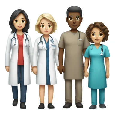 A group of five nurses all ages sticker