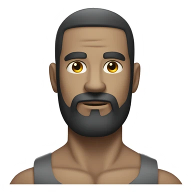 Big gray skin man with muscles and small black beard sticker