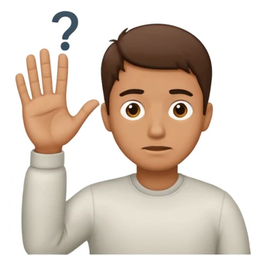 Confused guy with a 6 above his left hand and a 7 above his right hand sticker