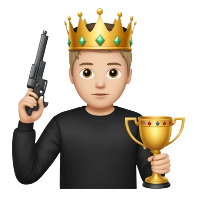 MVP + Gaming + Black sweatshirt + White guy with crown + Tournament Cup  + Gun  sticker