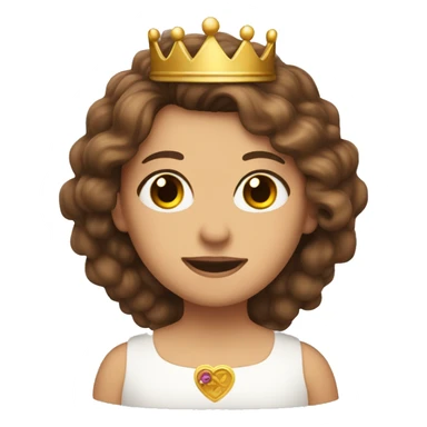 Lady with brown long hair, hazel eye color with a crown that has the writing grandma on it  sticker