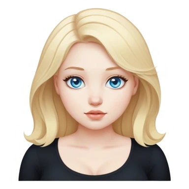 Curvy blonde hair blue eyed girl with pale skin black top  sticker
