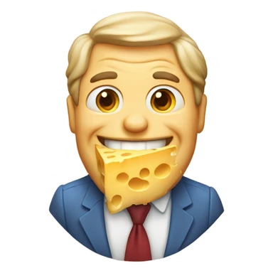 a man with a giant grin eating cheese  sticker