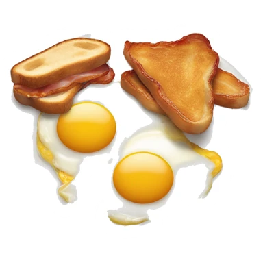 “Two fried eggs, crispy bacon, and buttered toast on a plate.” sticker
