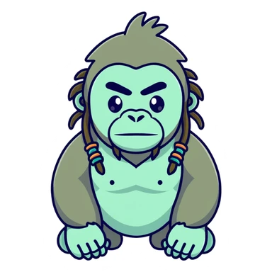 Gorilla wit dreads sticker