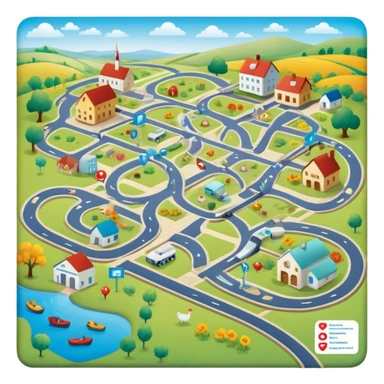 journey on a game board about Type 1 diabetes and aging with footpaths in a countryside, no roads (hospital, places to live, advocacy, physical changes, to share knowledge and ways of coping, energetic with text: T1D to 100 and subtext Aging with Type 1 diabetes, easy for seniors to see sticker