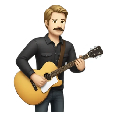 white man with combed back short brown hair and mustach playing a guitar chubby sticker